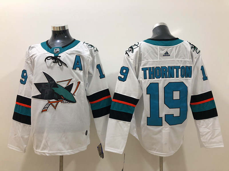 Sharks 19 Joe Thornton White Adidas Jersey Sharks 19 Joe Thornton White Adidas Jersey
