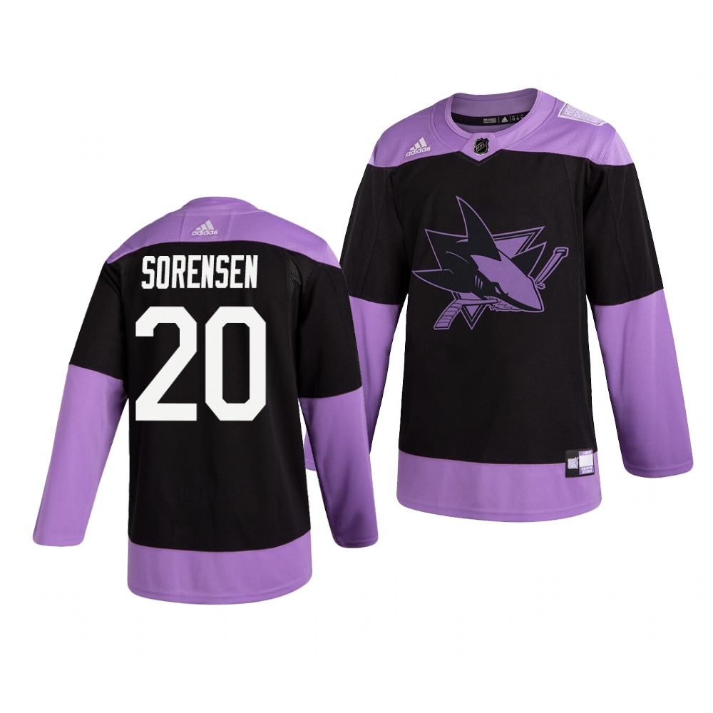 Sharks 20 Marcus Sorensen Black Purple Hockey Fights Cancer Adidas Jersey Sharks 20 Marcus Sorensen Black Purple Hockey Fights Cancer Adidas Jersey