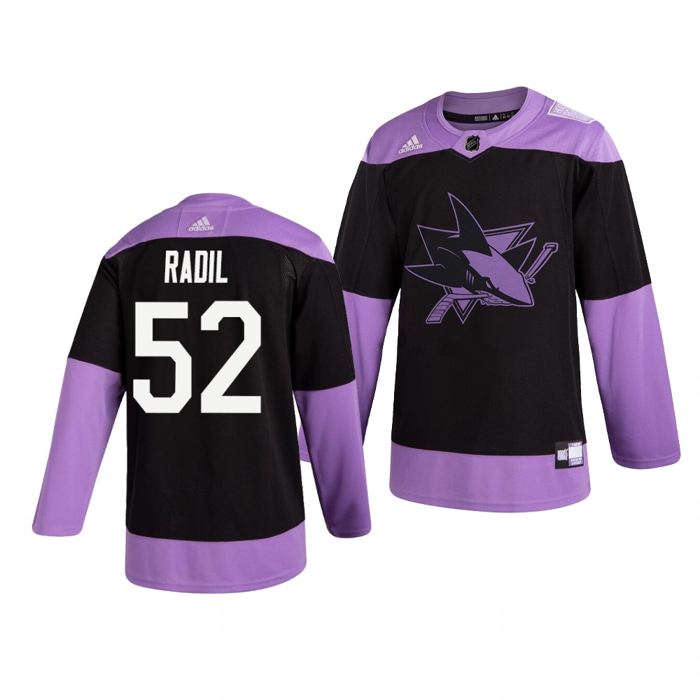 Sharks 52 Lukas Radil Black Purple Hockey Fights Cancer Adidas Jersey Sharks 52 Lukas Radil Black Purple Hockey Fights Cancer Adidas Jersey