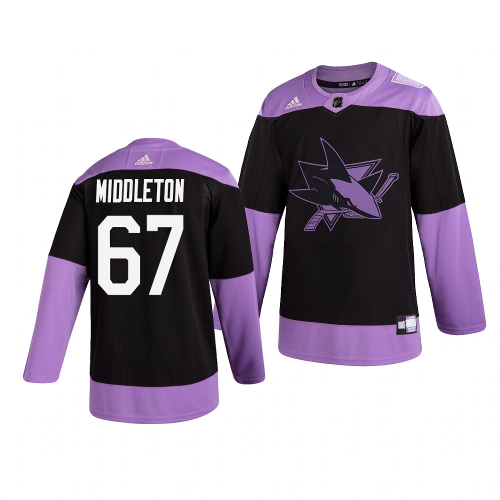 Sharks 67 Jacob Middleton Black Purple Hockey Fights Cancer Adidas Jersey Sharks 67 Jacob Middleton Black Purple Hockey Fights Cancer Adidas Jersey