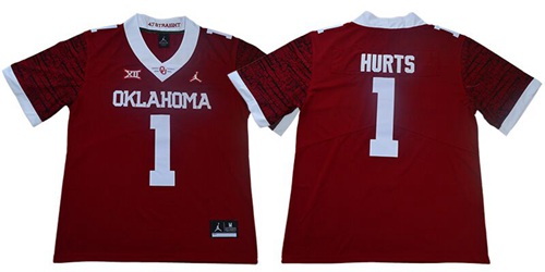 Sooners #1 Jalen Hurts Red Jordan Brand Limited New XII Stitched College Jersey Sooners #1 Jalen Hurts Red Jordan Brand Limited New XII Stitched College Jersey