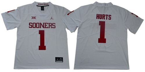 Sooners #1 Jalen Hurts White Jordan Brand Limited Stitched College Jersey Sooners #1 Jalen Hurts White Jordan Brand Limited Stitched College Jersey
