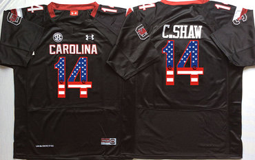 South Carolina Gamecocks 14 C.Shaw Black USA Flag College Jersey South Carolina Gamecocks 14 C.Shaw Black USA Flag College Jersey