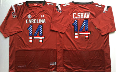 South Carolina Gamecocks 14 C.Shaw Red USA Flag College Jersey South Carolina Gamecocks 14 C.Shaw Red USA Flag College Jersey