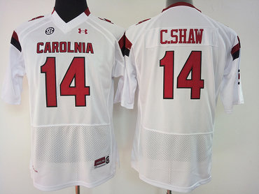South Carolina Gamecocks 14 C.Shaw White College Football Jersey