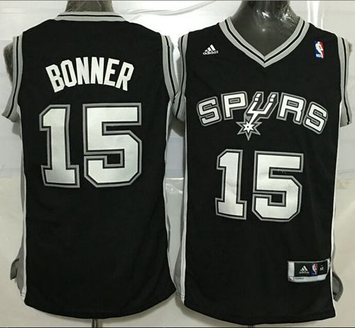 Spurs #15 Matt Bonner Black New Road Stitched NBA Jersey