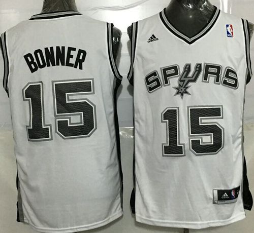 Spurs #15 Matt Bonner White Stitched NBA Jersey