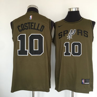Spurs 10 Matt Costello Olive Nike Swingman Jersey