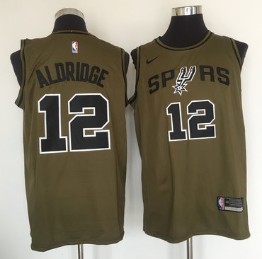 Spurs 12 LaMarcus Aldridge Olive Nike Swingman Jersey