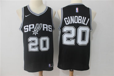 Spurs 20 Manu Ginobili Black Nike Swingman Jersey