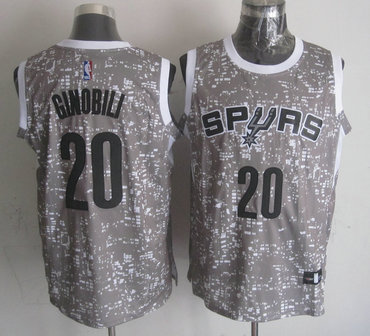 Spurs 20 Manu Ginobili Gray City Luminous Jersey