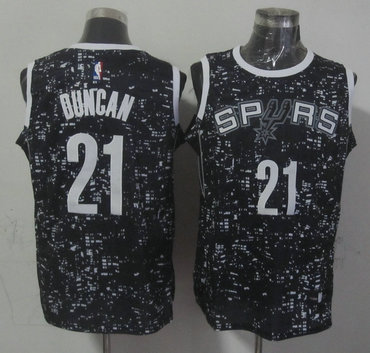 Spurs 21 Tim Duncan Black City Luminous Jersey