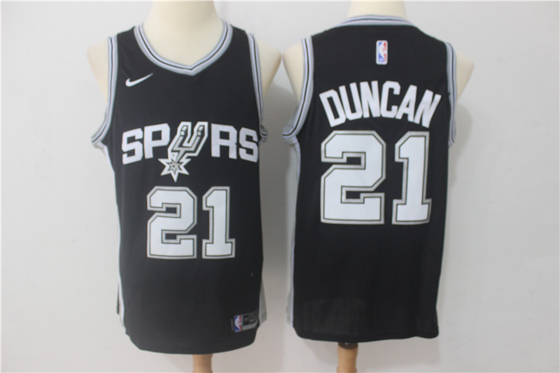 Spurs 21 Tim Duncan Black Nike Swingman Jersey