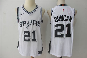 Spurs 21 Tim Duncan White Nike Jersey