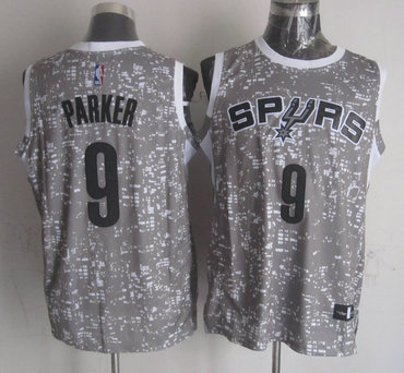 Spurs 9 Tony Parker Gray City Luminous Jersey