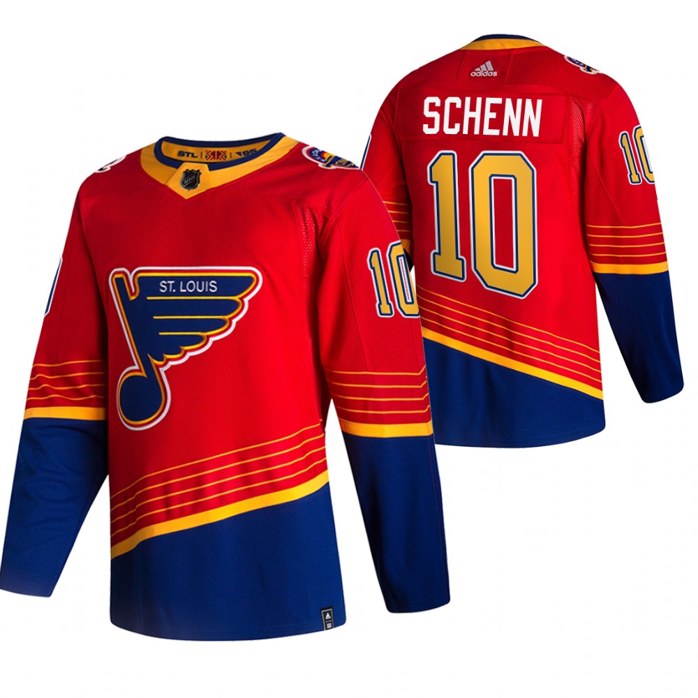 St. Louis Blues #10 Brayden Schenn Red Men's Adidas 2020-21 Reverse Retro Alternate NHL Jersey St. Louis Blues #10 Brayden Schenn Red Men's Adidas 2020-21 Reverse Retro Alternate NHL Jersey