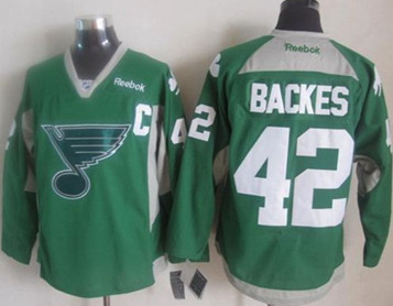 St. Louis Blues #42 David Backes Green Practice Stitched NHL Jersey