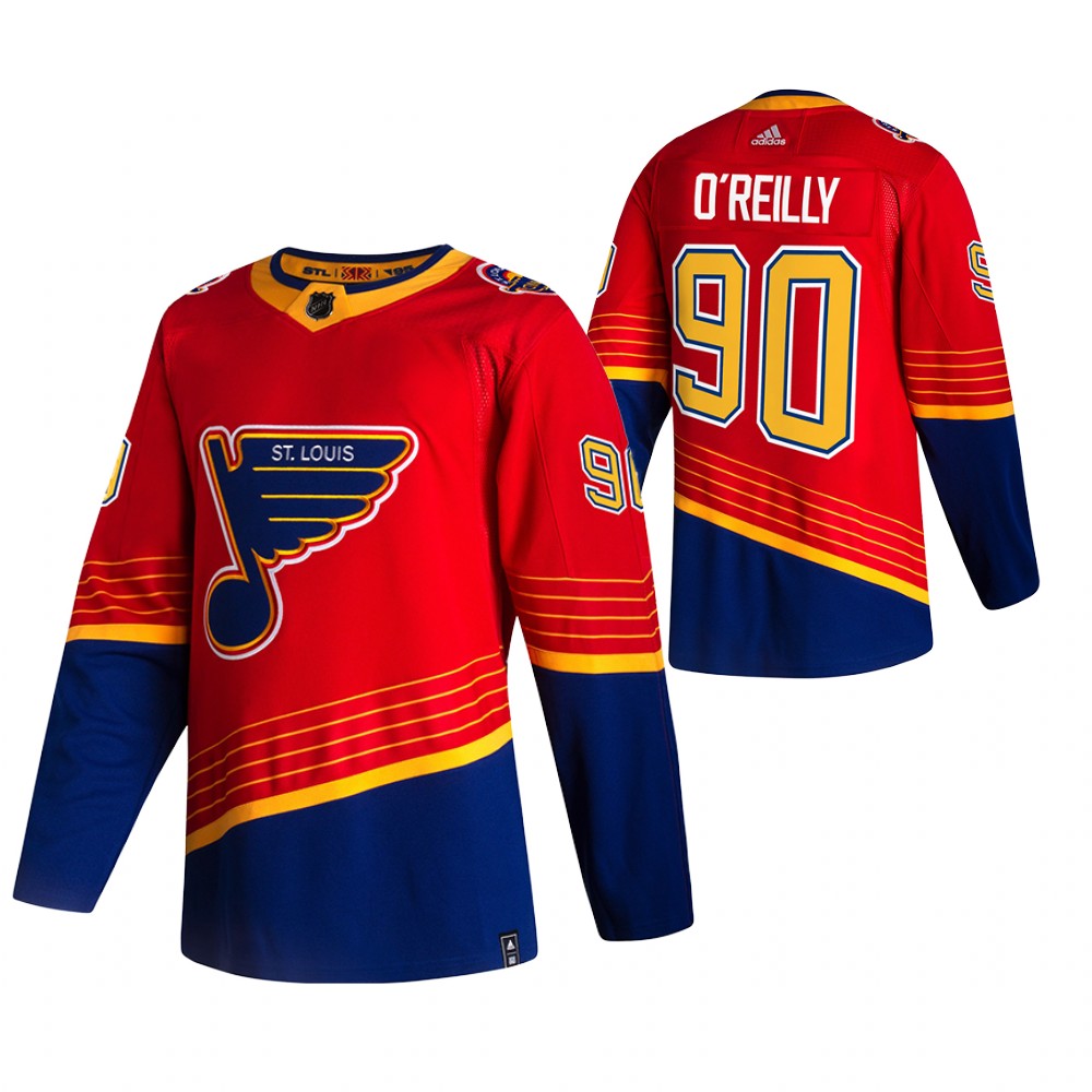 St. Louis Blues #90 Ryan O'Reilly Red Men's Adidas 2020-21 Reverse Retro Alternate NHL Jersey St. Louis Blues #90 Ryan O'Reilly Red Men's Adidas 2020-21 Reverse Retro Alternate NHL Jersey