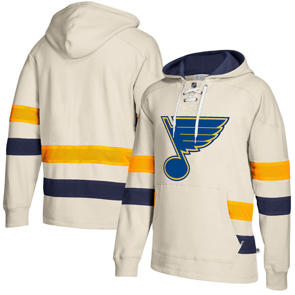 St. Louis Blues Cream Men's Customized All Stitched Hooded Sweatshirt St. Louis Blues Cream Men's Customized All Stitched Hooded Sweatshirt