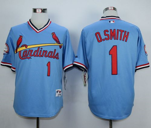 St. Louis Cardinals #1 Ozzie Smith Blue 1982 Turn Back The Clock Stitched Baseball Jersey