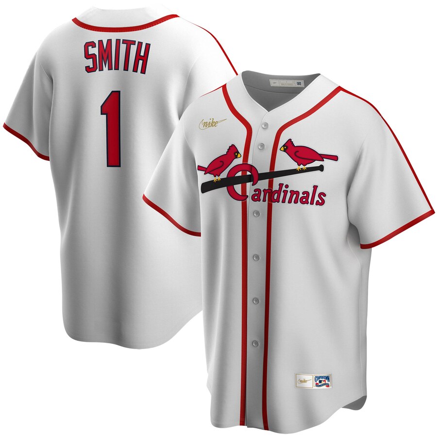 St. Louis Cardinals #1 Ozzie Smith Nike Home Cooperstown Collection Player MLB Jersey White St. Louis Cardinals #1 Ozzie Smith Nike Home Cooperstown Collection Player MLB Jersey White