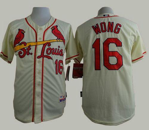St. Louis Cardinals #16 Kolten Wong Cream Cool Base Stitched Baseball Jersey