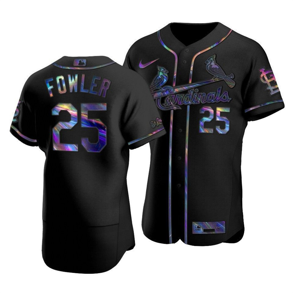 St. Louis Cardinals #25 Dexter Fowler Men's Nike Iridescent Holographic Collection MLB Jersey - Black St. Louis Cardinals #25 Dexter Fowler Men's Nike Iridescent Holographic Collection MLB Jersey - Black