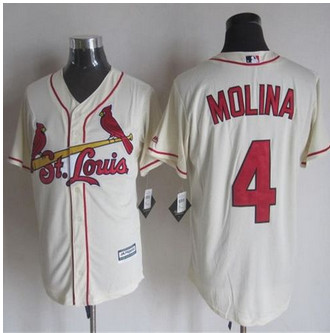 St. Louis Cardinals #4 Yadier Molina Cream New Cool Base Stitched Baseball Jersey