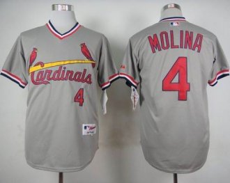 St. Louis Cardinals #4 Yadier Molina Grey 1978 Turn Back The Clock Stitched Baseball jersey