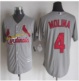 St. Louis Cardinals #4 Yadier Molina Grey New Cool Base Stitched Baseball Jersey