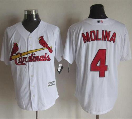 St. Louis Cardinals #4 Yadier Molina White New Cool Base Stitched Baseball Jersey