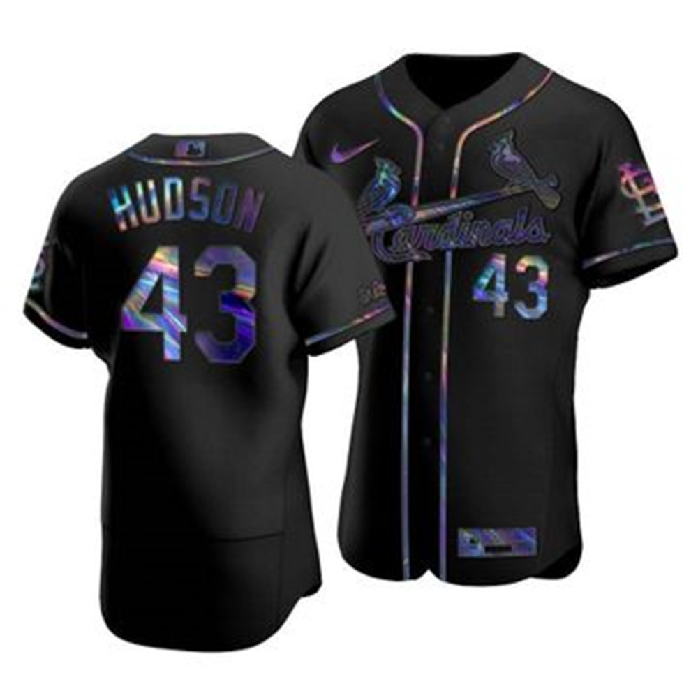 St. Louis Cardinals #43 Dakota Hudson Men's Nike Iridescent Holographic Collection MLB Jersey - Black St. Louis Cardinals #43 Dakota Hudson Men's Nike Iridescent Holographic Collection MLB Jersey - Black