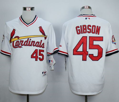 St. Louis Cardinals #45 Bob Gibson White 1982 Turn Back The Clock Stitched Baseball Jersey