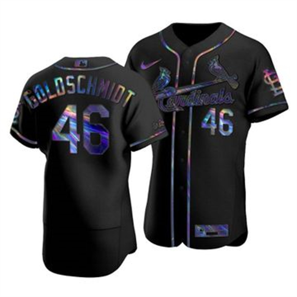 St. Louis Cardinals #46 Paul Goldschmidt Men's Nike Iridescent Holographic Collection MLB Jersey - Black