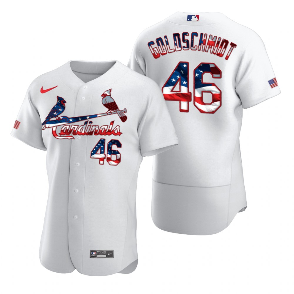 St. Louis Cardinals #46 Paul Goldschmidt Men's Nike White Fluttering USA Flag Limited Edition Authentic MLB Jersey St. Louis Cardinals #46 Paul Goldschmidt Men's Nike White Fluttering USA Flag Limited Edition Authentic MLB Jersey