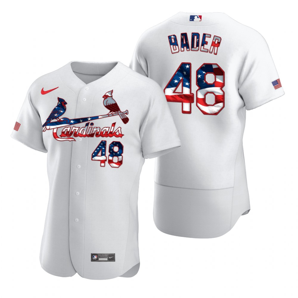 St. Louis Cardinals #48 Harrison Bader Men's Nike White Fluttering USA Flag Limited Edition Authentic MLB Jersey St. Louis Cardinals #48 Harrison Bader Men's Nike White Fluttering USA Flag Limited Edition Authentic MLB Jersey
