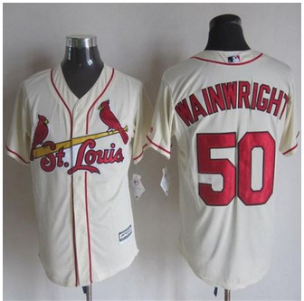 St. Louis Cardinals #50 Adam Wainwright Cream New Cool Base Stitched Baseball Jersey