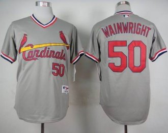 St. Louis Cardinals #50 Adam Wainwright Grey 1978 Turn Back The Clock Stitched Baseball jersey