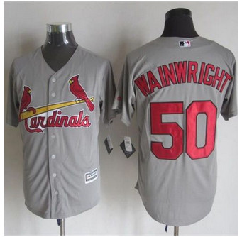 St. Louis Cardinals #50 Adam Wainwright Grey New Cool Base Stitched Baseball Jersey