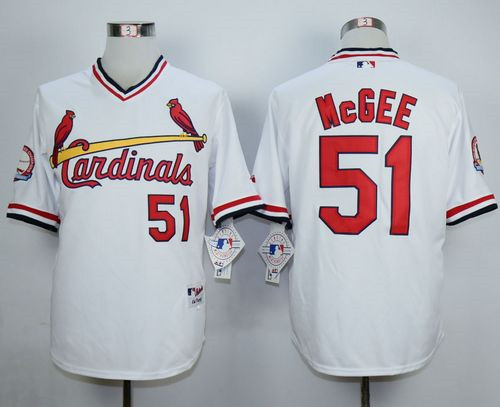 St. Louis Cardinals #51 Willie McGee White 1982 Turn Back The Clock Stitched Baseball Jersey