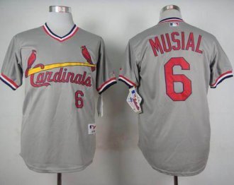 St. Louis Cardinals #6 Stan Musial Grey 1978 Turn Back The Clock Stitched Baseball Jersey