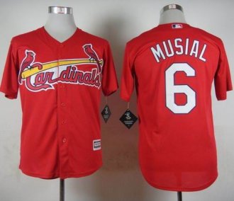 St. Louis Cardinals #6 Stan Musial Red Cool Base Stitched Baseball Jersey