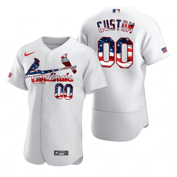St. Louis Cardinals Custom Men's Nike White Fluttering USA Flag Limited Edition Authentic MLB Jersey St. Louis Cardinals Custom Men's Nike White Fluttering USA Flag Limited Edition Authentic MLB Jersey