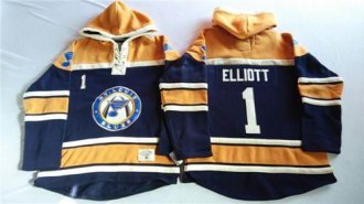 St.Louis Blues #1 Brian Elliott Navy Blue Gold Sawyer Hooded Sweatshirt Stitched NHL Jersey St.Louis Blues #1 Brian Elliott Navy Blue Gold Sawyer Hooded Sweatshirt Stitched NHL Jersey