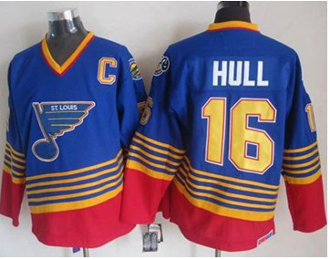St Louis Blues #16 Brett Hull Light Blue & Red CCM Throwback Stitched NHL Jersey