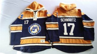 St.Louis Blues #17 Jaden Schwartz Navy Blue Gold Sawyer Hooded Sweatshirt Stitched NHL Jersey