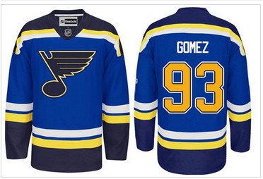 St.Louis Blues #93 Scott Gomez Light Blue Home Stitched NHL Jersey