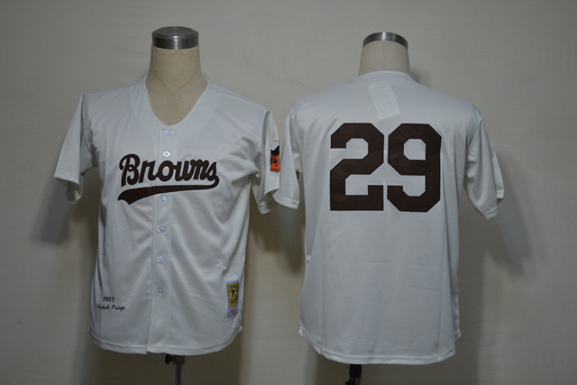 St.Louis Browns 29 Satchel Paige White M&N 1953 MLB Jerseys St.Louis Browns 29 Satchel Paige White M&N 1953 MLB Jerseys