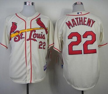 St.Louis Cardinals #22 Mike Matheny Cream Cool Base Stitched Baseball Jerseys