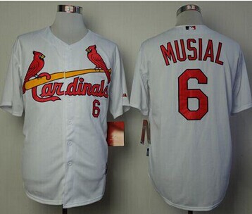 St.Louis Cardinals #6 Stan Musial White Cool Base Stitched Baseball Jersey